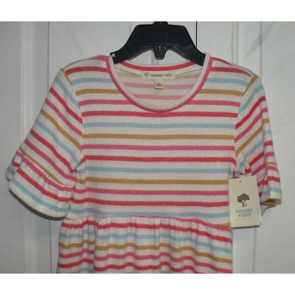 Tucker + Tate Girls Stripe Peplum Top in Ivory Egret Multi Size 3 $35 - Picture 4 of 5